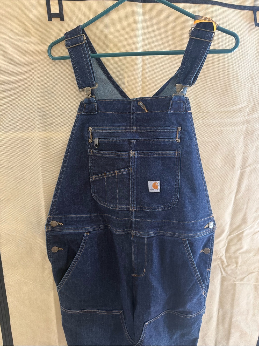 Carhartt Navy Blue Denim Relaxed Fit Bib Overalls